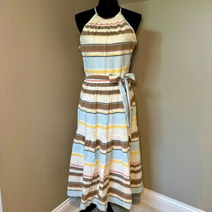 DKNY Cotton Halter-Neck Midi Belted Dress
Ivory /‎ Multicolor size 2 NWT